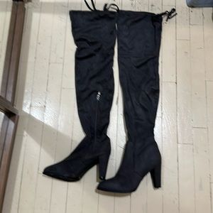 Gray suede like thigh, high boots Sz 8.5 SEXY